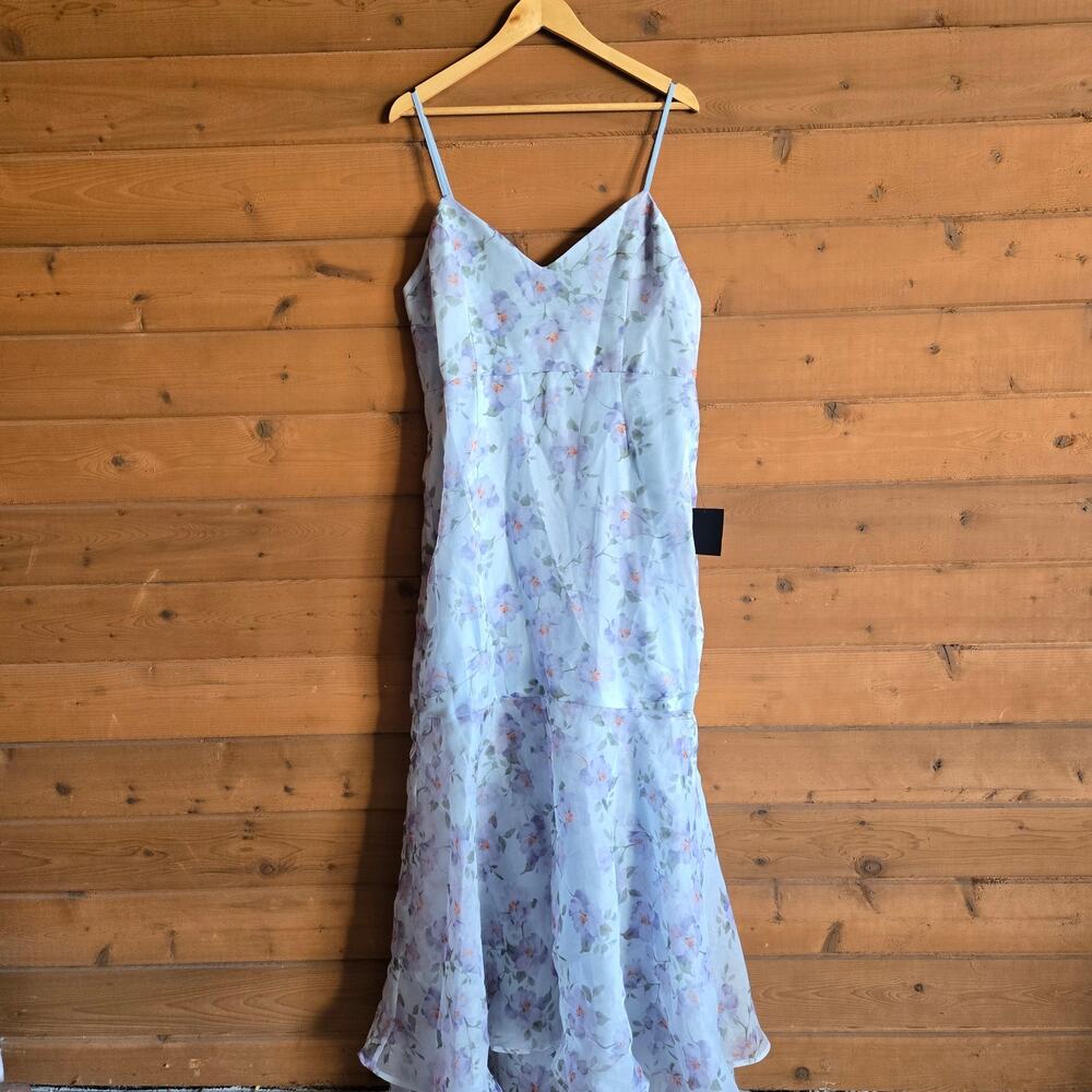 Lulu's Dress Pure Splendor Floral Organza Maxi Trumpet Bridesmaid NWT XL Cottage - Picture 2 of 5